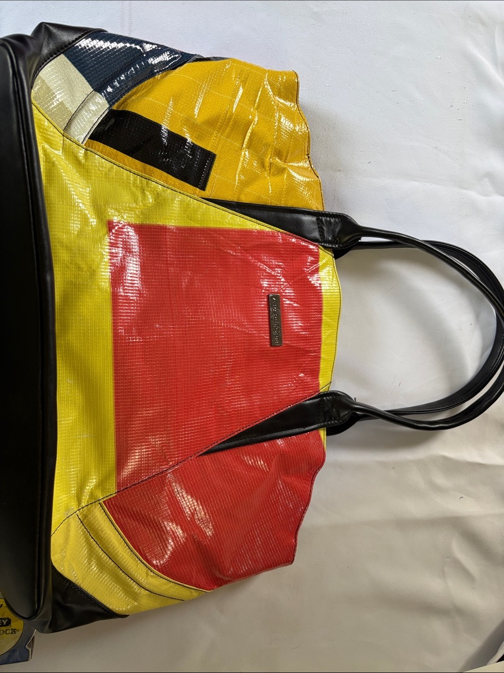 Rareform Orange/Yellow Recycled Billboard Vinyl ZipTop Padded Laptop Travel Tote